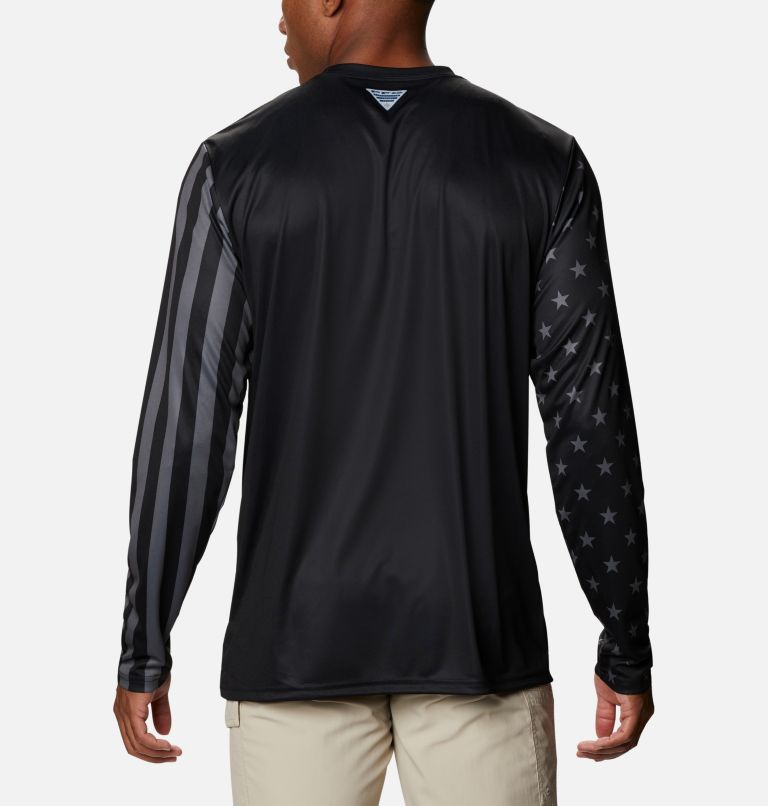 Men's PFG Terminal Tackle Americana Long Sleeve Shirt, Color: Black, City Grey, image 2
