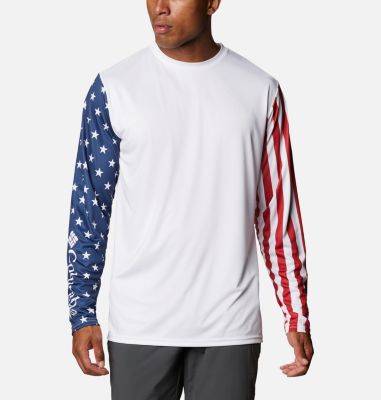 Mens XXL Columbia American Flag Lure Fishing T-Shirt