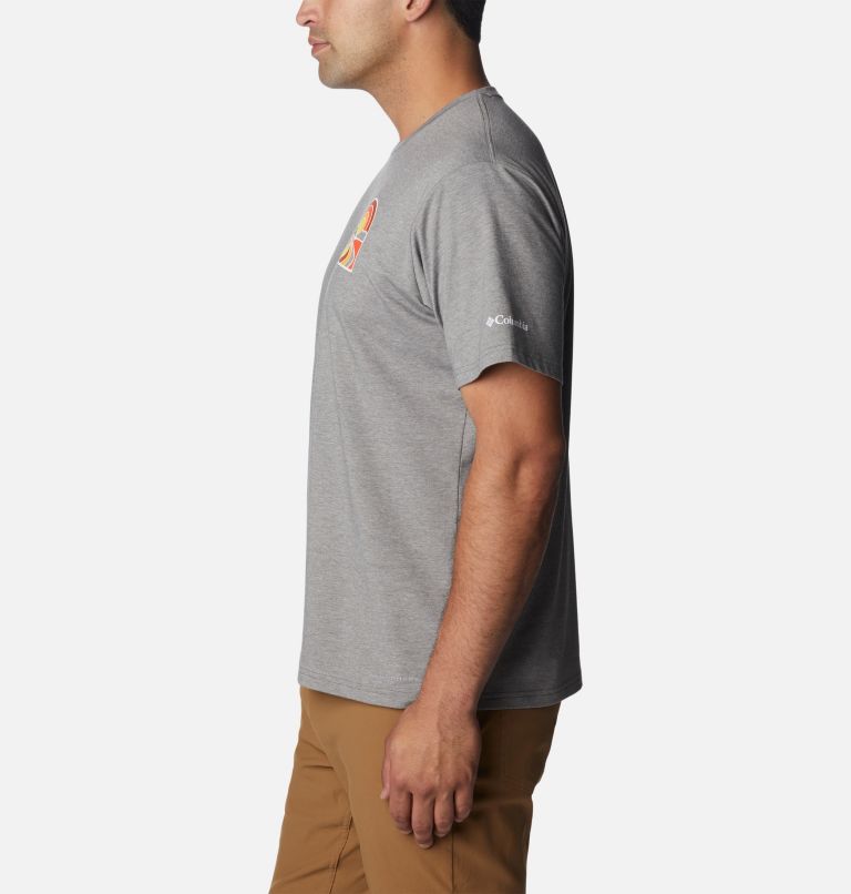 Thumbnail: Men's Sun Trek Short Sleeve Graphic T-Shirt - Tall, Color: City Grey Heather, Suntrek Trails Chest, image 3