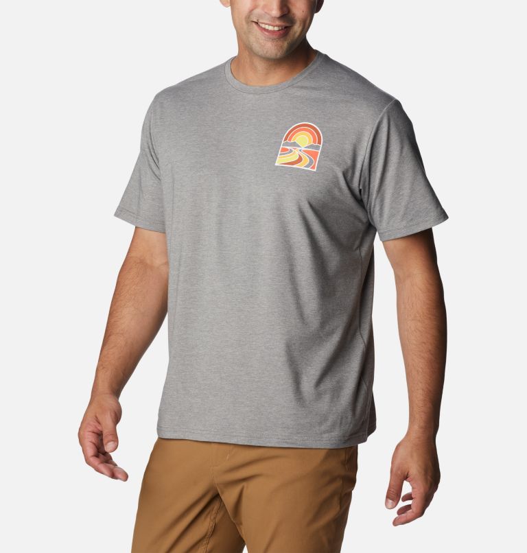 Men's Sun Trek Short Sleeve Graphic T-Shirt - Tall, Color: City Grey Heather, Suntrek Trails Chest, image 5