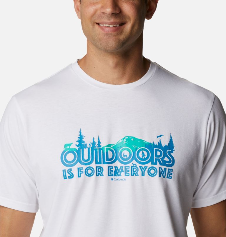 T-shirt imprimé à manches courtes Sun Trek pour homme, Color: White, All For Outdoors Graphic