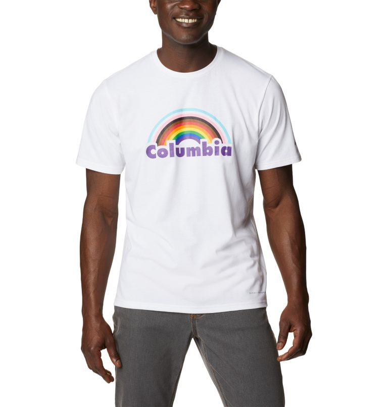Men's Sun Trek Pride Graphic T-Shirt, Color: White, Columbia Pride Graphic