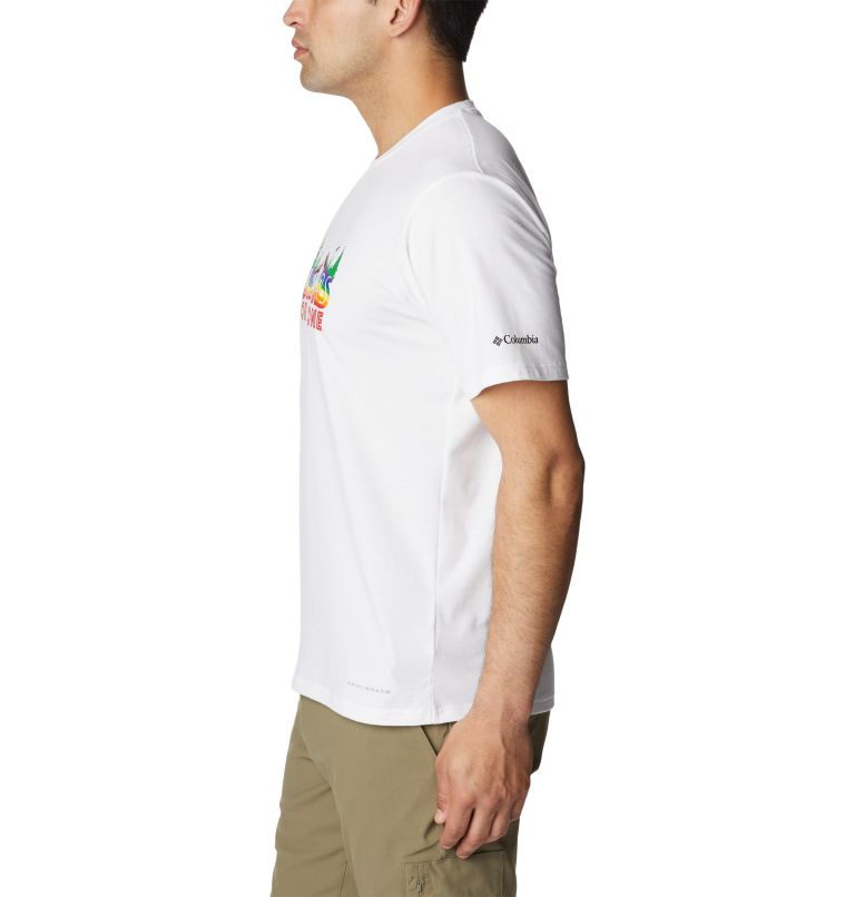 T-shirt imprimé Sun Trek Pride pour homme, Color: White, All For Outdoor Pride Graphic, image 3