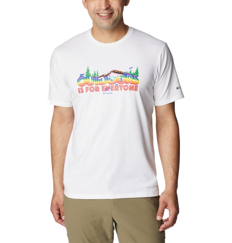 Thumbnail: Men's Sun Trek Pride Graphic T-Shirt, Color: White, All For Outdoor Pride Graphic, image 1