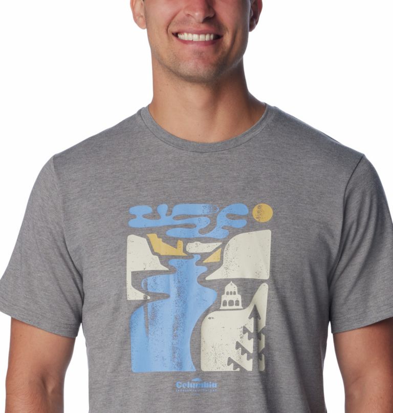 Camiseta técnica Sun Trek para hombre, Color: City Grey Heather, Simple Gorge, image 4