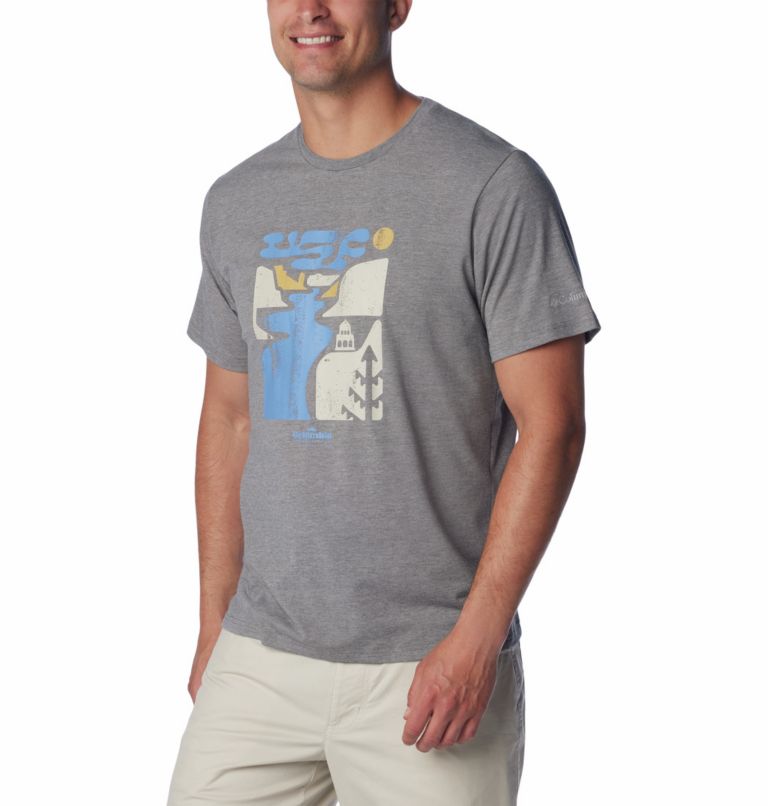 Camiseta técnica Sun Trek para hombre, Color: City Grey Heather, Simple Gorge, image 5