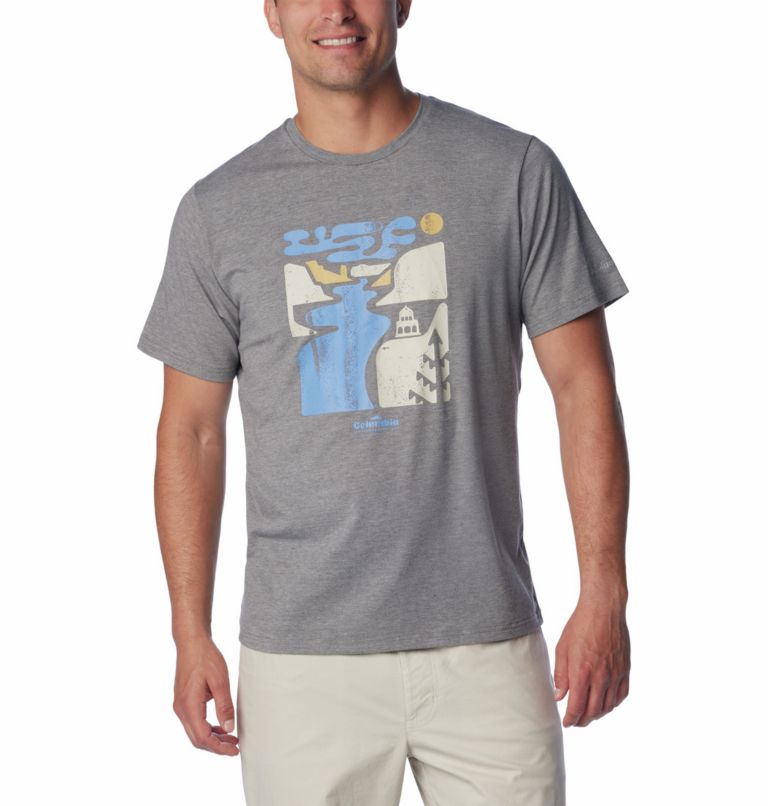Camiseta técnica Sun Trek para hombre, Color: City Grey Heather, Simple Gorge, image 1