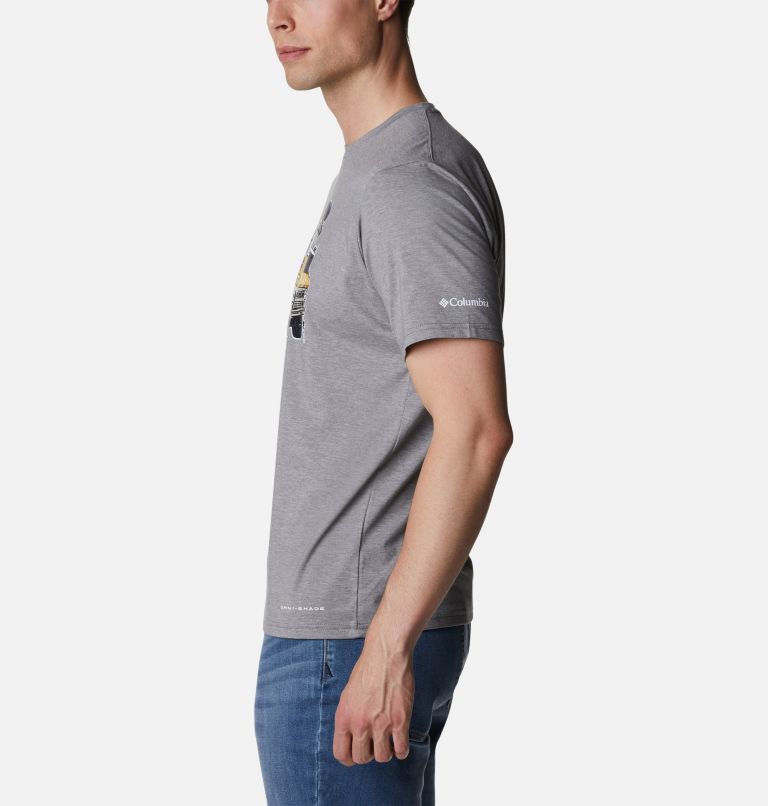 Men's Sun Trek Technical T-Shirt, Color: City Grey Heather, H2O Fanatic Graphic, image 3