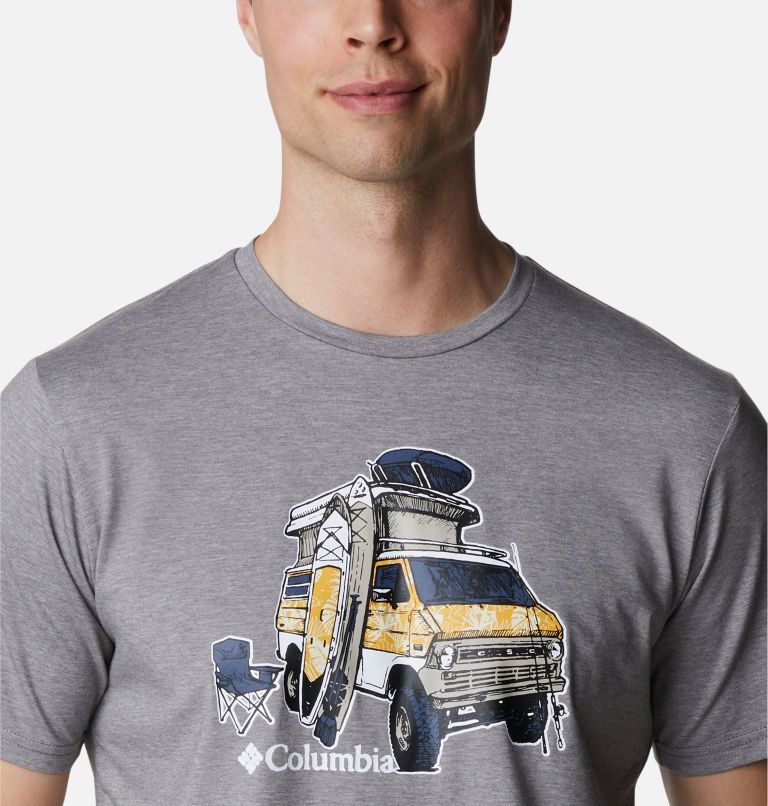Camiseta técnica Sun Trek para hombre, Color: City Grey Heather, H2O Fanatic Graphic, image 4