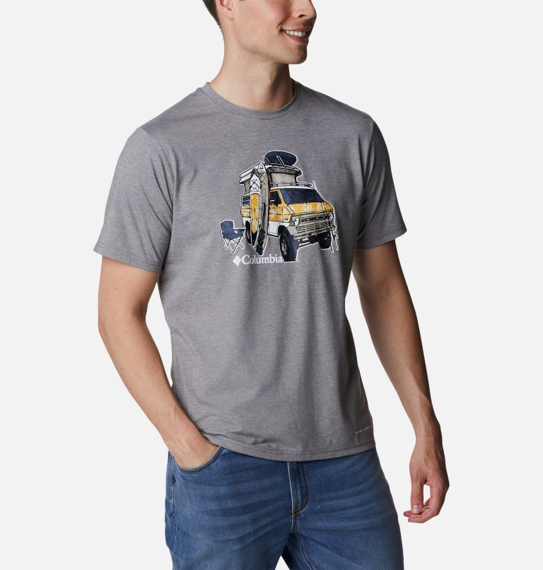 Camiseta técnica Sun Trek para hombre, Color: City Grey Heather, H2O Fanatic Graphic, image 5