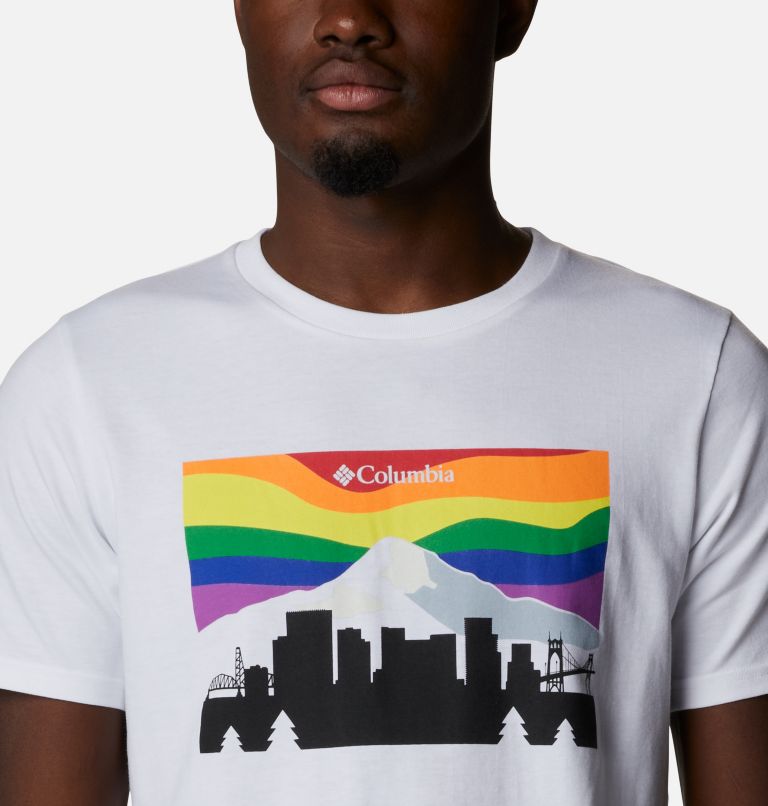 Camiseta técnica Sun Trek para hombre, Color: White, Graphic Skyline, image 4