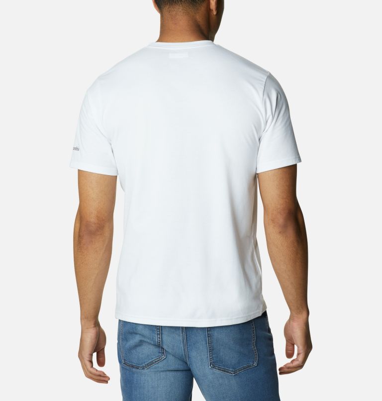 Men's Sun Trek Technical T-Shirt, Color: White, Hike Graphic, image 2