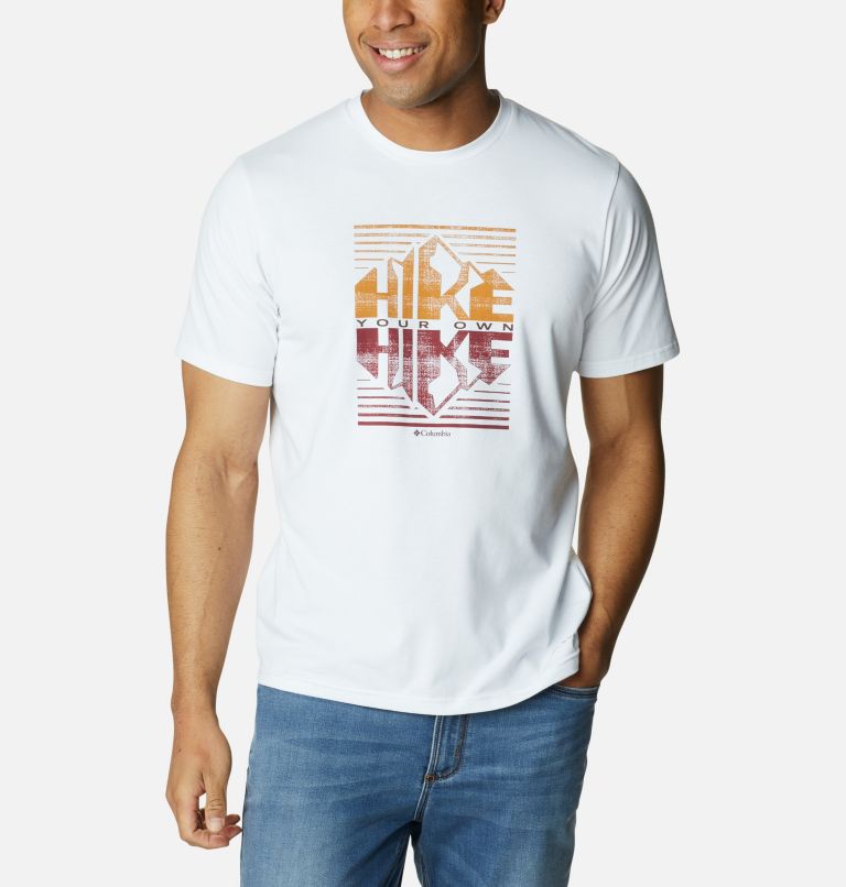 Camiseta técnica Sun Trek para hombre, Color: White, Hike Graphic, image 1