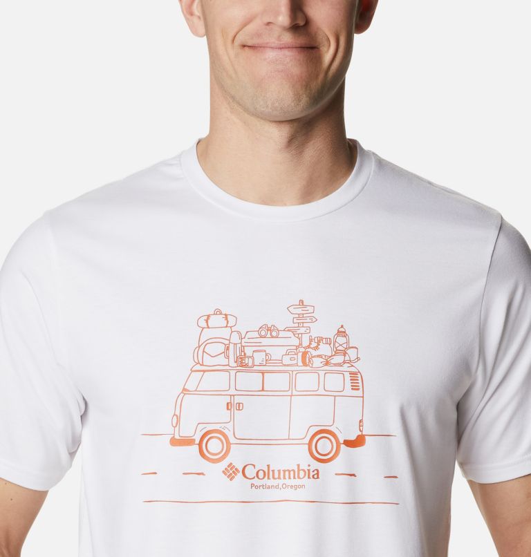 Thumbnail: Men's Sun Trek Technical T-Shirt, Color: White, Van Life Graphic, image 4