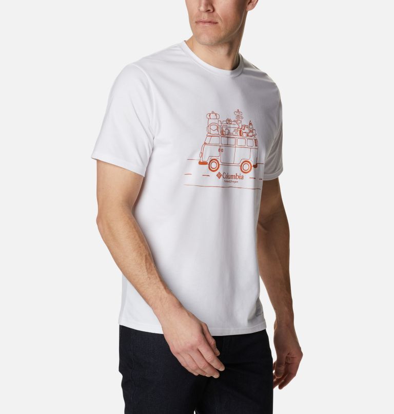 Thumbnail: Men's Sun Trek Technical T-Shirt, Color: White, Van Life Graphic, image 5