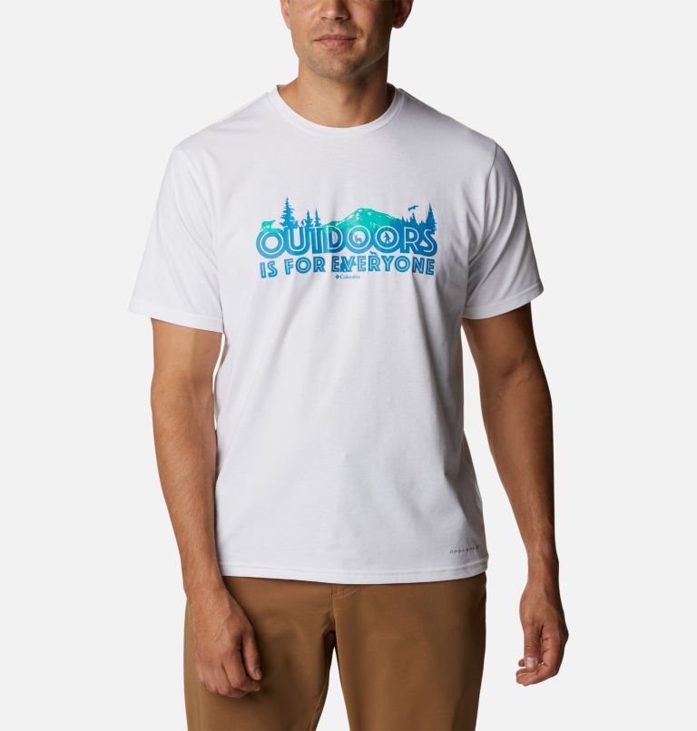 Men's Sun Trek Technical T-Shirt, Color: White, All For Outdoors Graphic, image 1