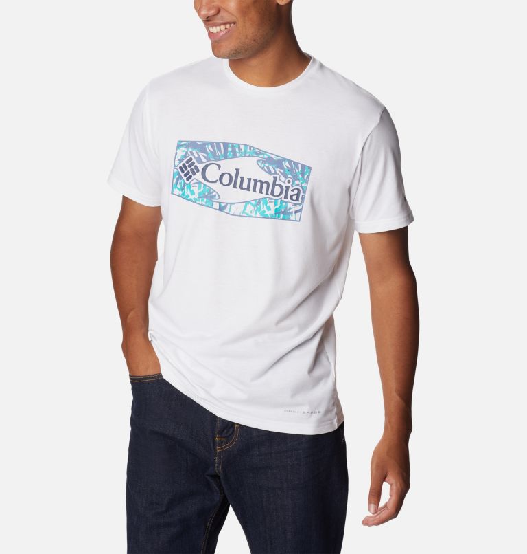 Men's Sun Trek Technical T-Shirt, Color: White, Palmed Hex Graphic, image 5