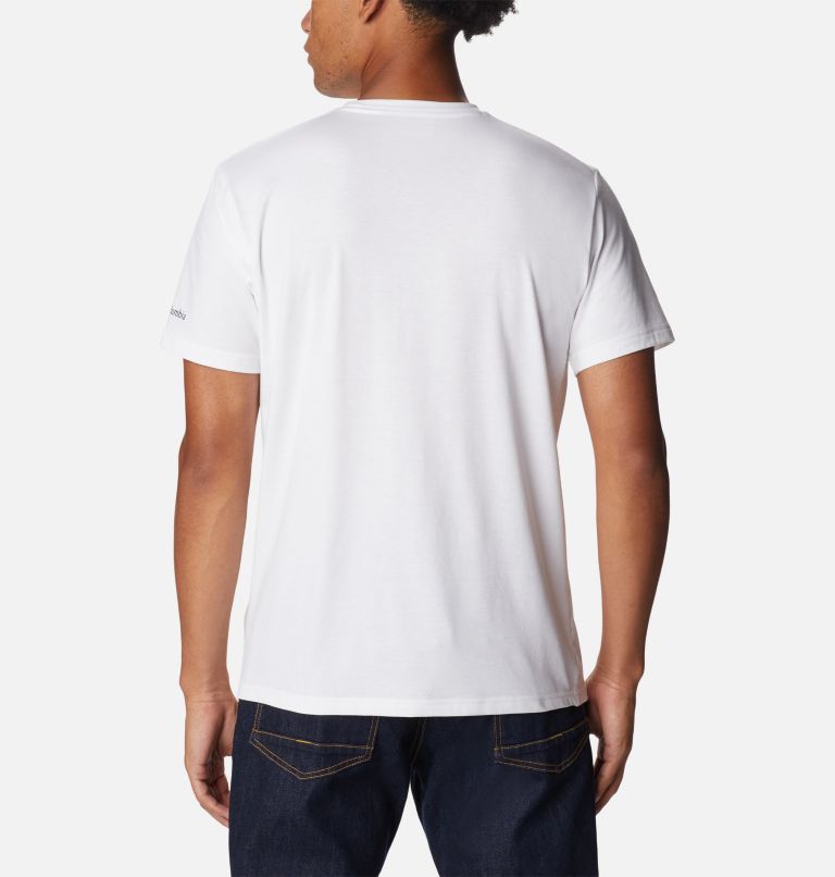 Men's Sun Trek Technical T-Shirt, Color: White, Palmed Hex Graphic, image 2