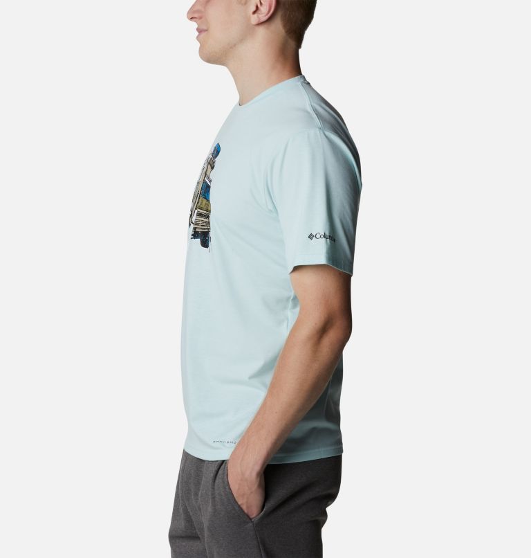 Men's Sun Trek Technical T-Shirt, Color: Icy Morn, H2O Fanatic Graphic, image 3