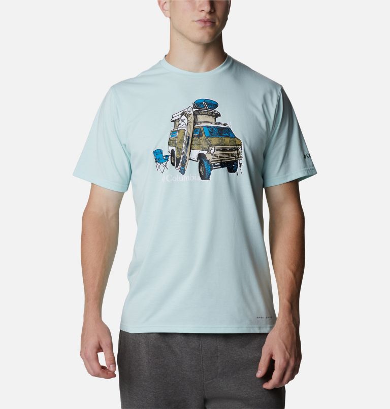 Camiseta técnica Sun Trek para hombre, Color: Icy Morn, H2O Fanatic Graphic, image 1