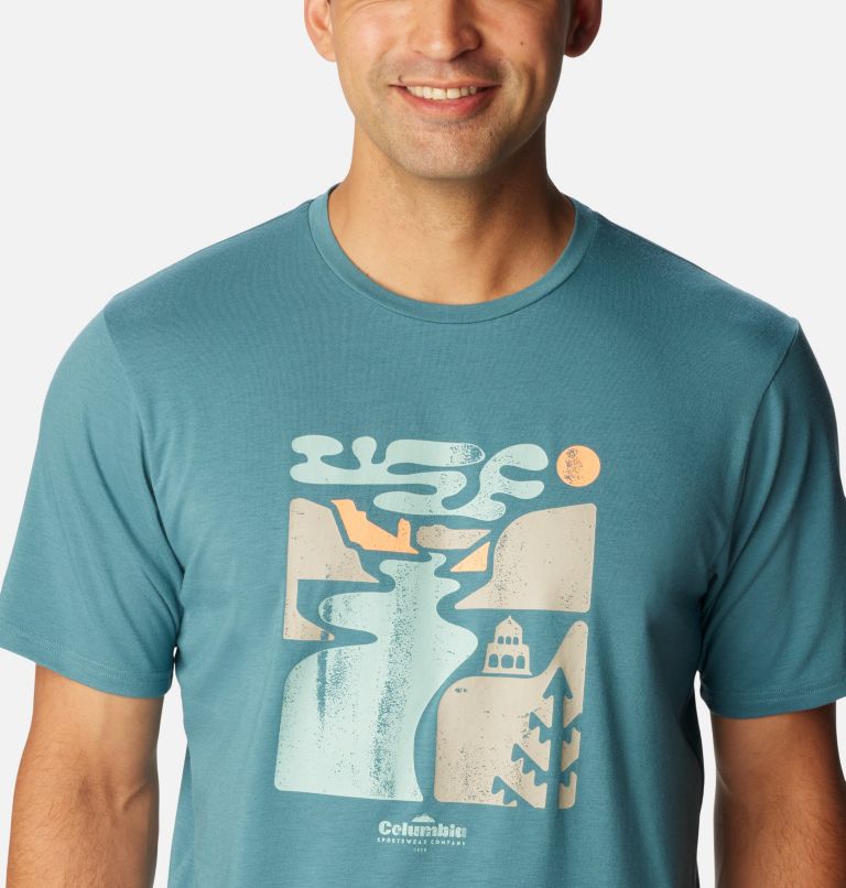 Camiseta técnica Sun Trek para hombre, Color: Cloudburst, Simple Gorge, image 4