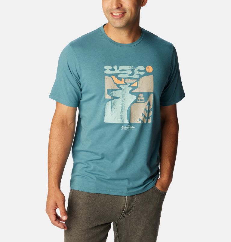 Men's Sun Trek Technical T-Shirt, Color: Cloudburst, Simple Gorge, image 5