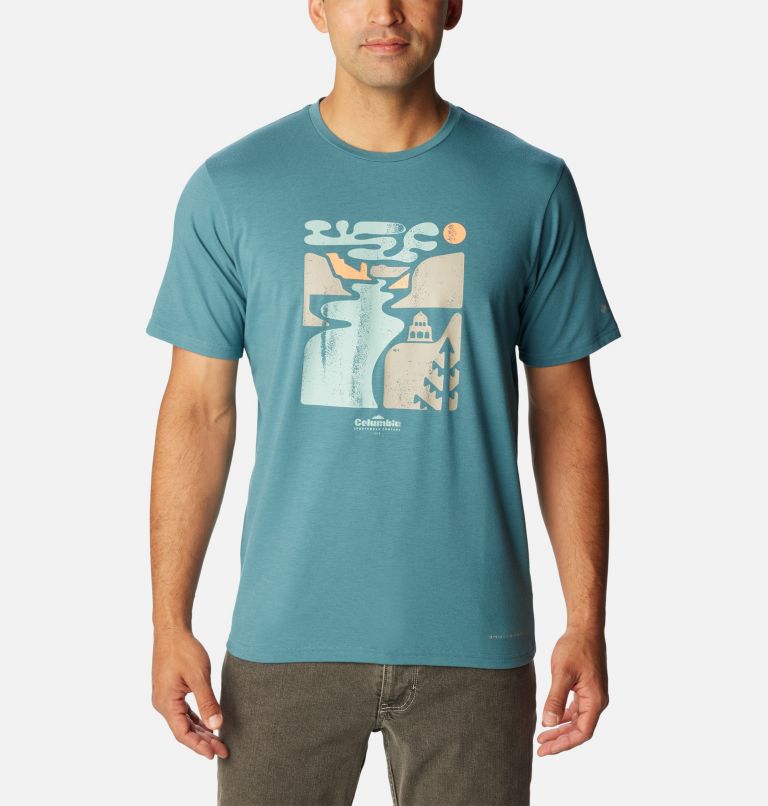 Men's Sun Trek Technical T-Shirt, Color: Cloudburst, Simple Gorge, image 1