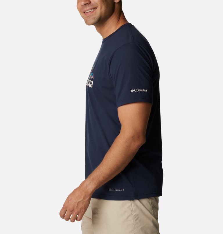 Thumbnail: Men's Sun Trek Technical T-Shirt, Color: Collegiate Navy, Tropical Graphic, image 3