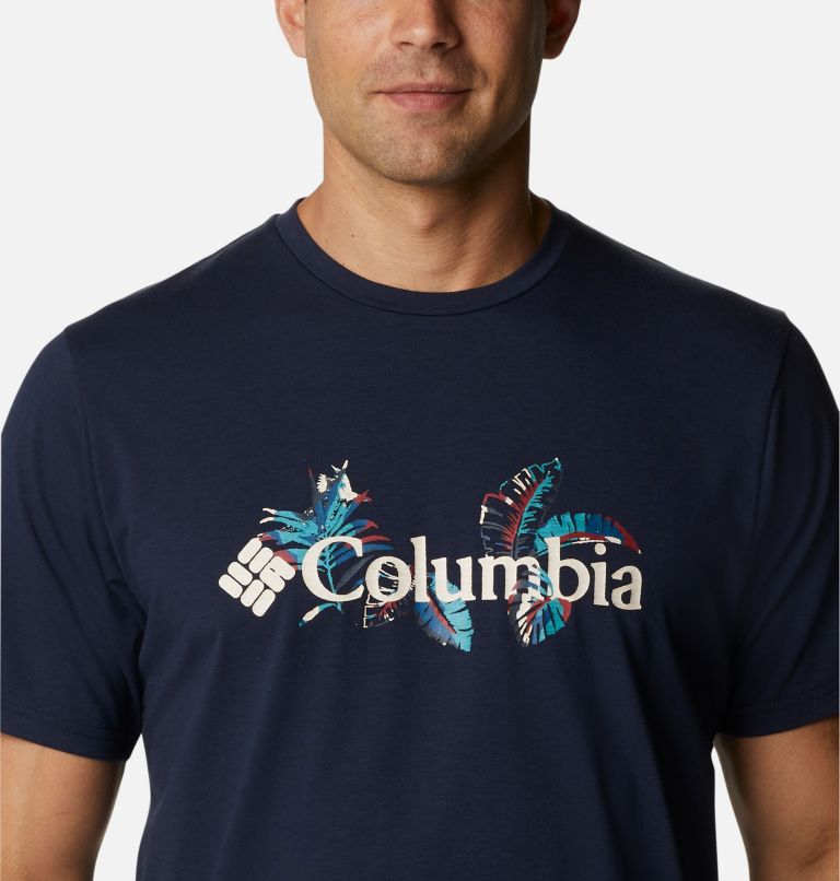 Thumbnail: Men's Sun Trek Technical T-Shirt, Color: Collegiate Navy, Tropical Graphic, image 4