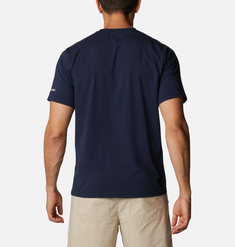 Camiseta técnica Sun Trek para hombre, Color: Collegiate Navy, Tropical Graphic, image 2