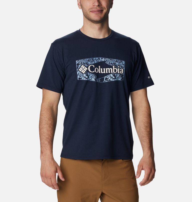 T-shirt Technique Sun Trek Homme, Color: Collegiate Navy, Palmed Hex Graphic, image 1