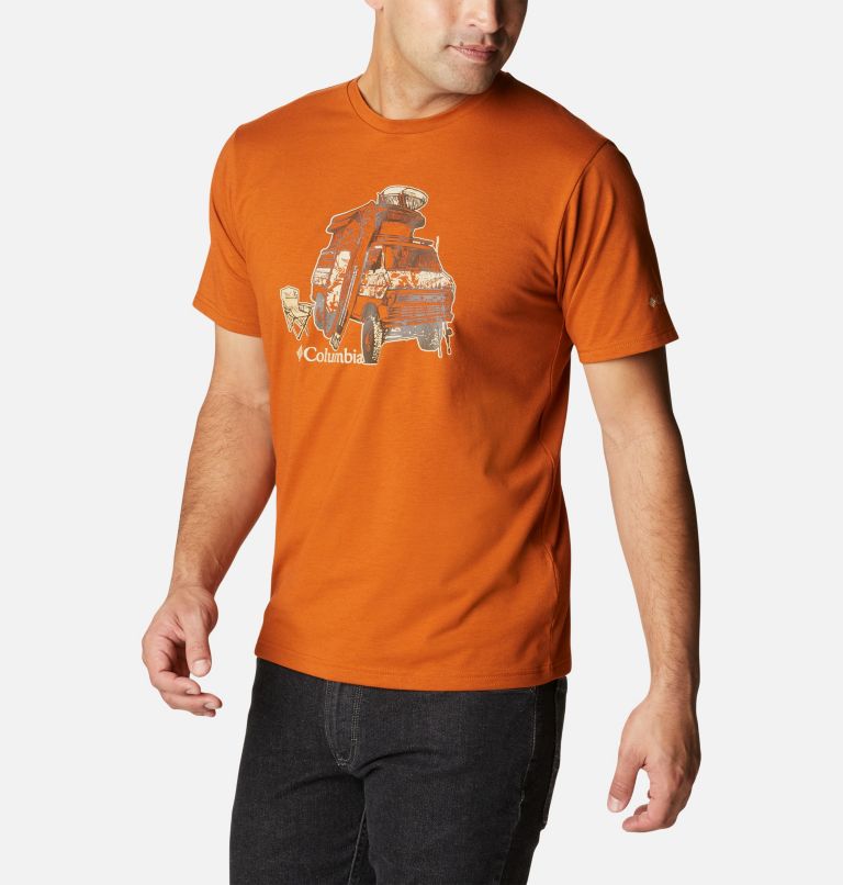 Thumbnail: Camiseta técnica Sun Trek para hombre, Color: Warm Copper Heather, H2O Fanatic 2, image 5