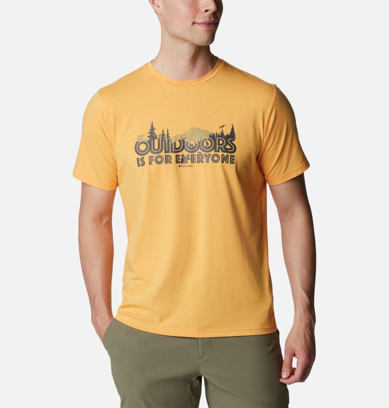 Thumbnail: T-shirt Technique Sun Trek Homme, Color: Mango, All For Outdoors Graphic, image 1