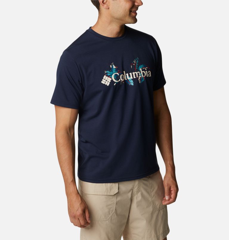 Men's Sun Trek Short Sleeve Graphic T-Shirt - Tall, Color: Collegiate Navy, Tropical Graphic