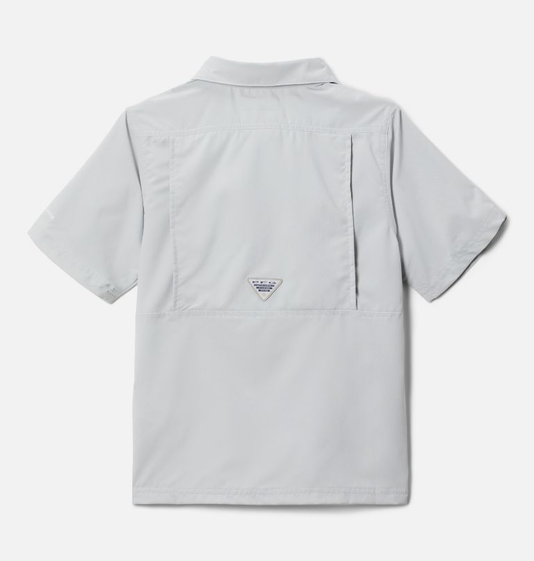 Thumbnail: Boys' PFG Slack Tide Short Sleeve Camp Shirt, Color: Cool Grey, image 2