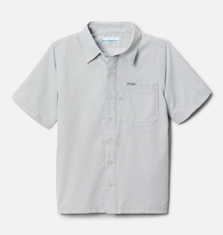 Boys' PFG Slack Tide Short Sleeve Camp Shirt, Color: Cool Grey, image 1