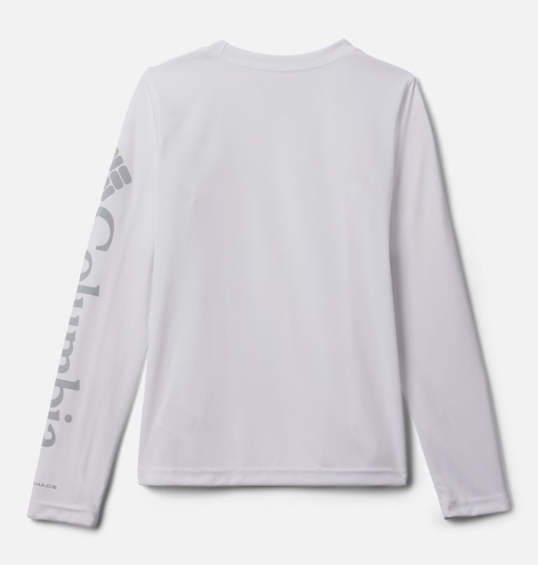 Girls PFG Tidal Long Sleeve T-Shirt, Color: White, Cirrus Grey Logo