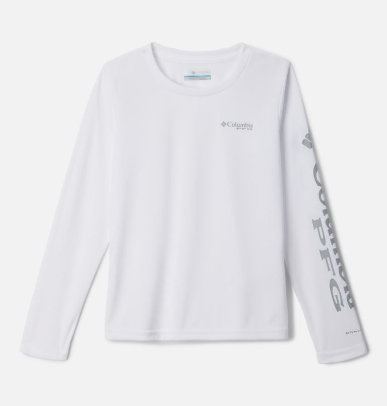 Girls' PFG Tidal Long Sleeve Shirt, Color: White, image 1