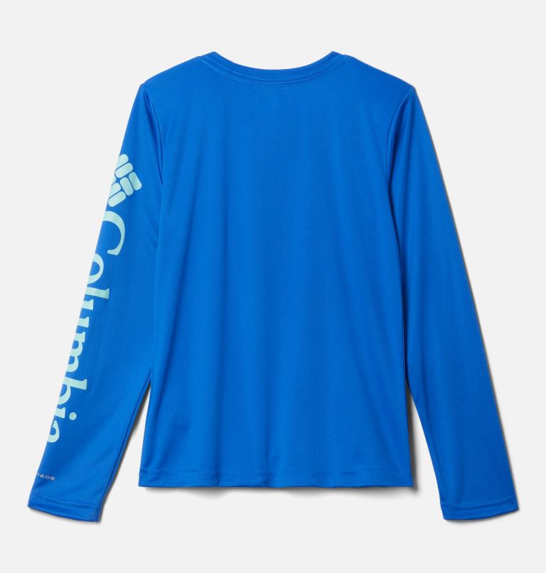 Girls PFG Tidal Long Sleeve T-Shirt, Color: Blue Macaw, Gulf Stream Logo, image 2