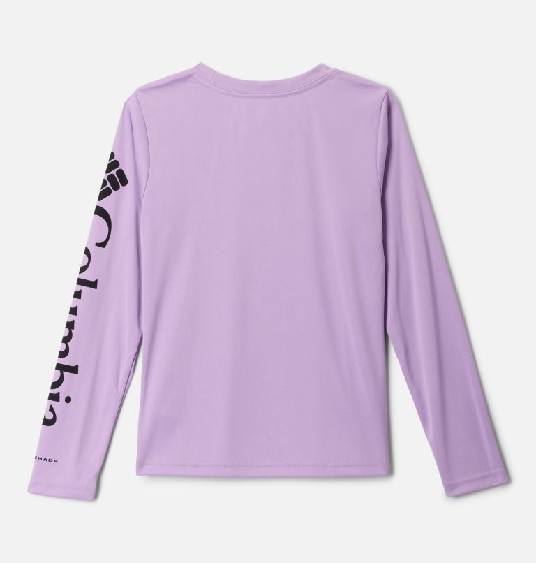 Girls' PFG Tidal Long Sleeve Shirt, Color: Hydrangea, Black Logo, image 2