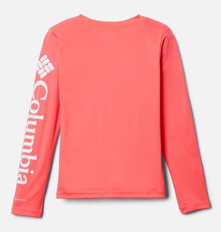 Thumbnail: Girls PFG Tidal Long Sleeve T-Shirt, Color: Neon Sunrise, White Logo, image 2