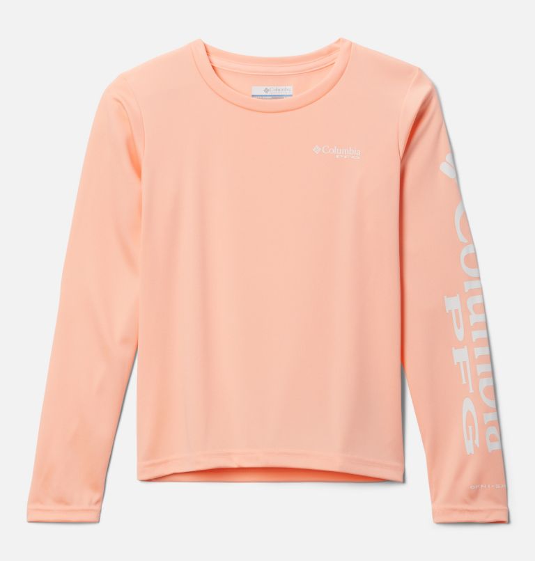 Thumbnail: Girls PFG Tidal Long Sleeve T-Shirt, Color: Tiki Pink, image 1