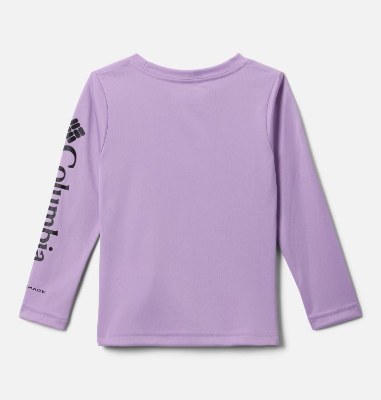 Girls' Toddler PFG Tidal Tee Long Sleeve Shirt, Color: Hydrangea, Black Logo, image 2