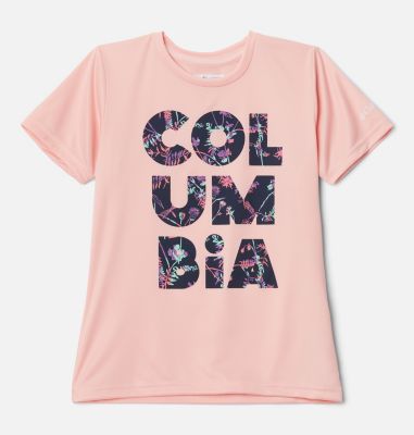 Girls' Petit Pond&trade; Graphic T-Shirt Petit Pond&trade;Graphic SS Tee | 671 | M, Pink Sand Stacked Floral, front