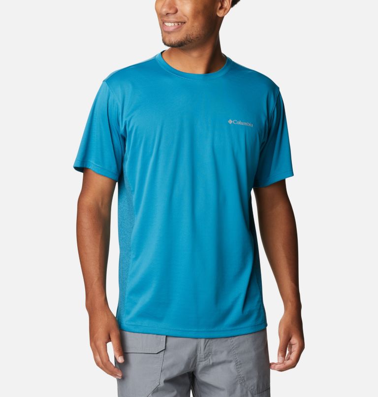 Men's Zero Ice Cirro-Cool Short Sleeve Shirt, Color: Deep Marine, Deep Marine Heather, image 1