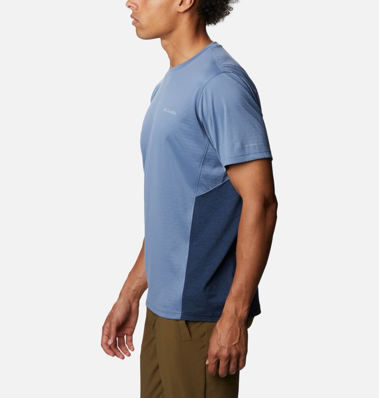Men's Zero Ice Cirro-Cool Short Sleeve Shirt, Color: Bluestone, Collegiate Navy Heather, image 3