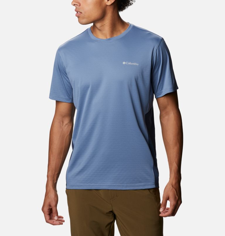 Men's Zero Ice Cirro-Cool Short Sleeve Shirt, Color: Bluestone, Collegiate Navy Heather, image 1