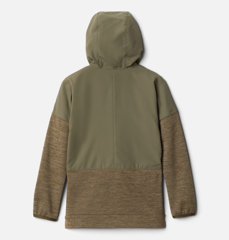Girls' Out-Shield Dry Fleece Full Zip Jacket, Color: Stone Green Solid, New Olive Heather, image 2