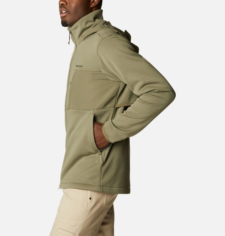 Men's Out-Shield Dry Full Zip Fleece Hooded Jacket, Color: Stone Green, image 3