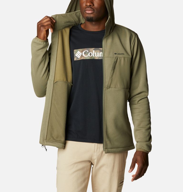 Men's Out-Shield Dry Full Zip Fleece Hooded Jacket, Color: Stone Green, image 5
